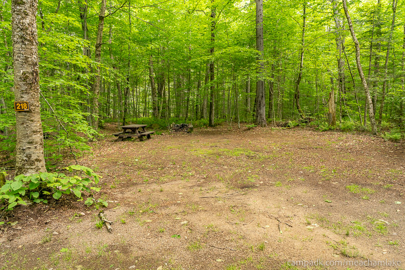 Campsite Photo of Site 218 at Meacham Lake Campground, New York - Looking at Site from Road Sign Visible
