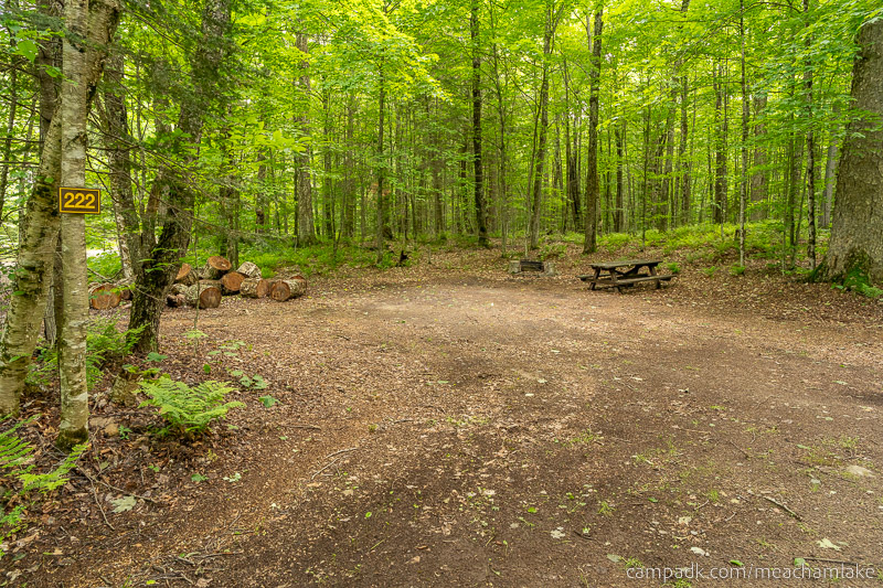 Campsite Photo of Site 222 at Meacham Lake Campground, New York - Looking at Site from Road Sign Visible
