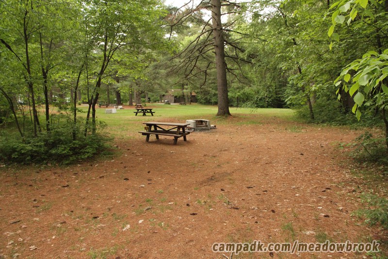 Campsite Photo of Site 55 at Meadowbrook Campground, New York - Looking at Site from Road Sign Visible