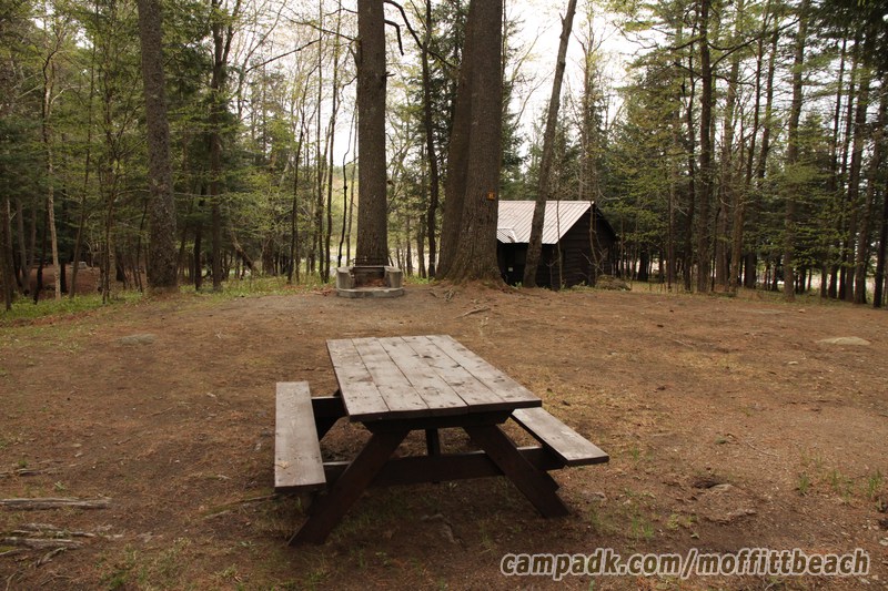 Campsite Photo of Site 91 at Moffitt Beach Campground, New York - Looking at Site from Road Sign Visible