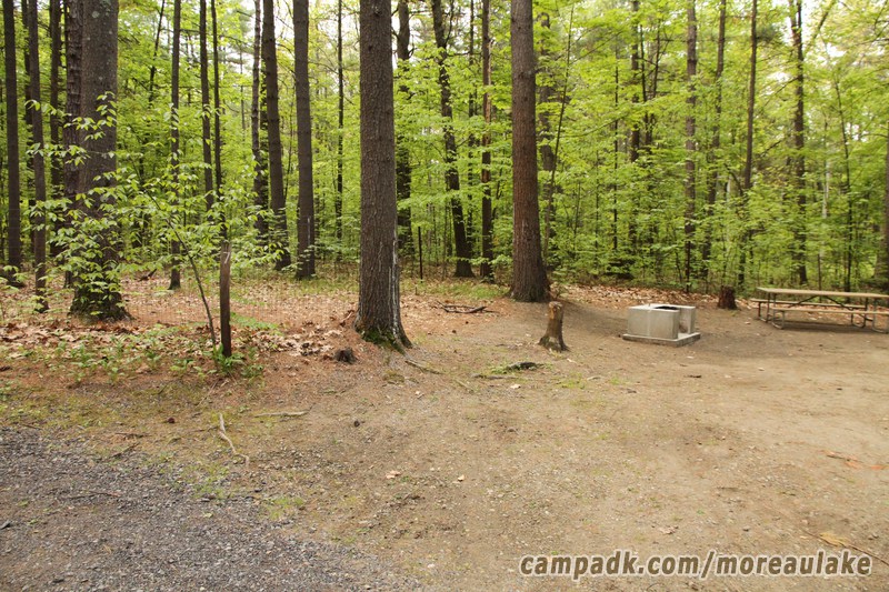Campsite Photo of Site 7 at Moreau Lake State Park, New York - Looking at Site from Road Sign Visible
