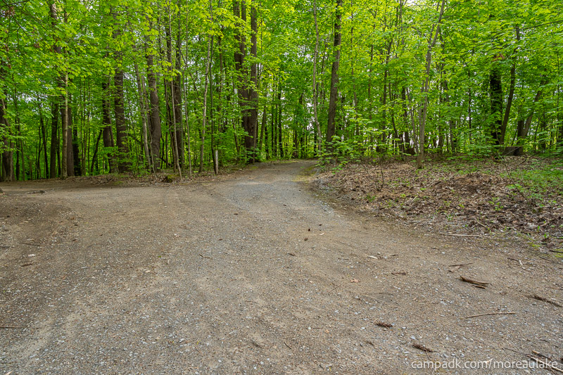 Campsite Photo of Site 36 at Moreau Lake State Park, New York - Looking at Site from Road Sign Visible