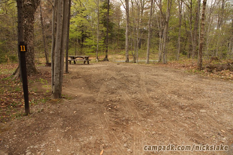 Campsite Photo of Site 11 at Nicks Lake Campground, New York - Looking at Site from Road Sign Visible