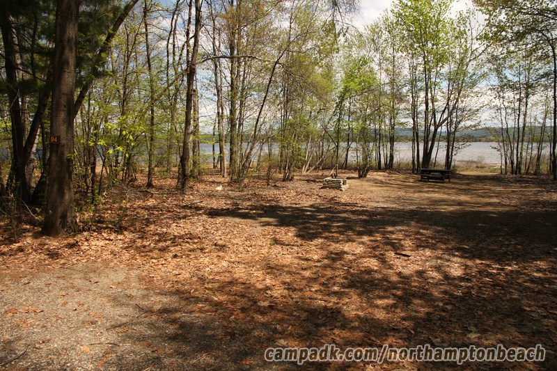 Campsite Photo of Site 94 at Northampton Beach Campground, New York - Looking at Site from Road Sign Visible