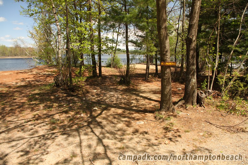 Campsite Photo of Site 89 at Northampton Beach Campground, New York - Looking at Site from Road Sign Visible