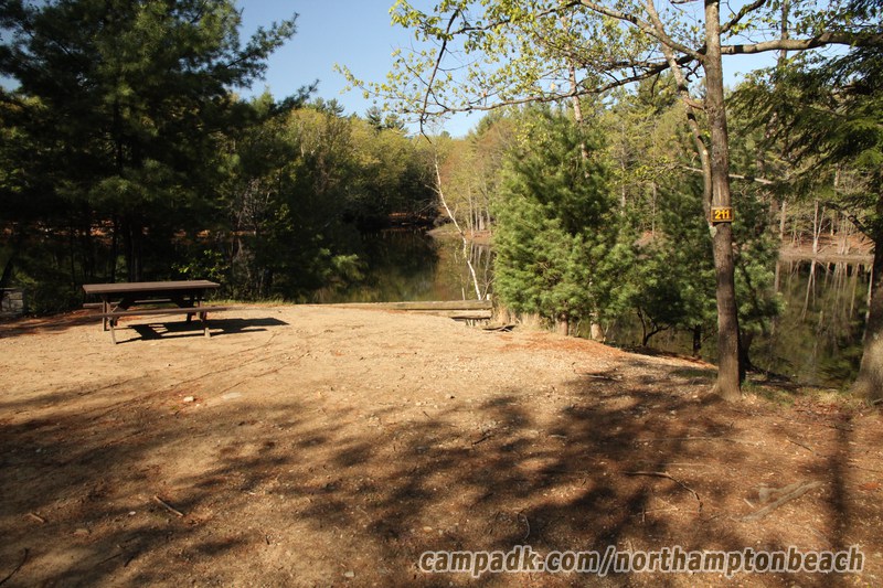 Campsite Photo of Site 211 at Northampton Beach Campground, New York - Looking at Site from Road Sign Visible