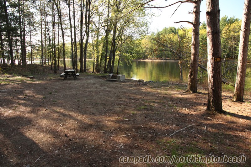 Campsite Photo of Site 216 at Northampton Beach Campground, New York - Looking at Site from Road Sign Visible