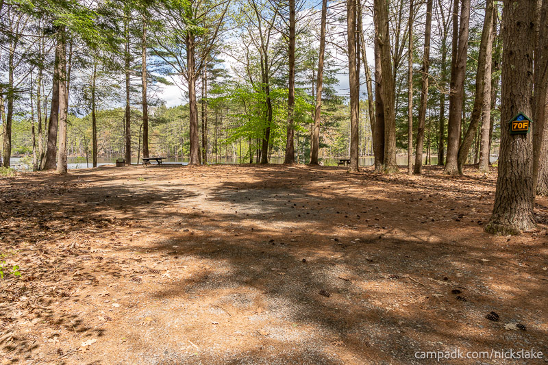 Campsite Photo of Site 70F at Northampton Beach Campground, New York - Looking at Site from Road Sign Visible