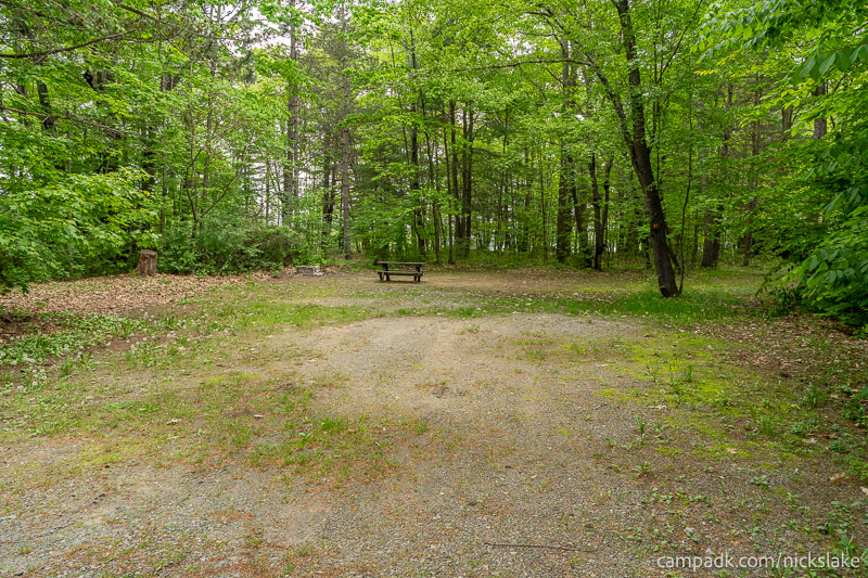 Campsite Photo of Site 81 at Northampton Beach Campground, New York - Looking at Site from Road Sign Visible