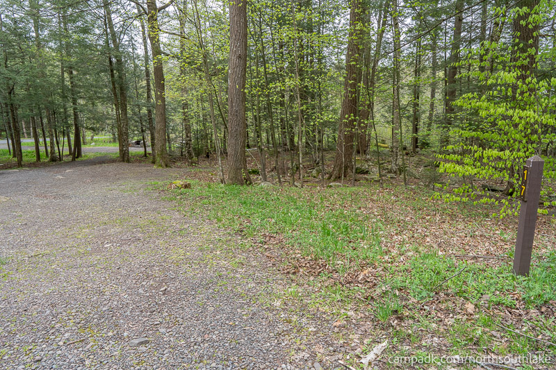 Campsite Photo of Site 17 at North South Lake Campground, New York - Looking at Site from Road Sign Visible