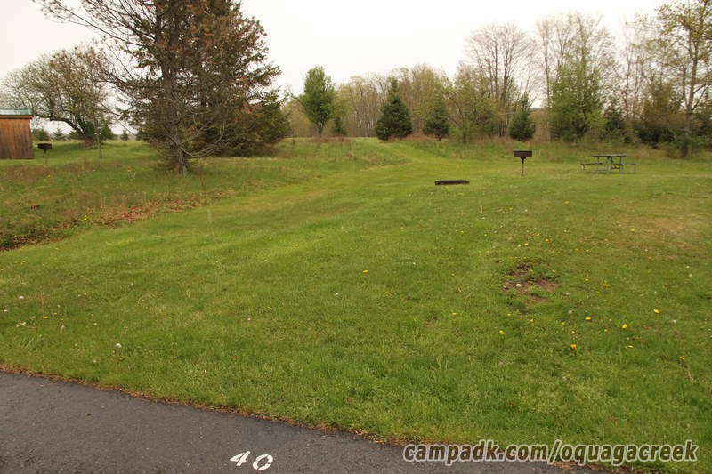 Campsite Photo of Site 40 at Oquaga Creek State Park, New York - Looking at Site from Road Sign Visible