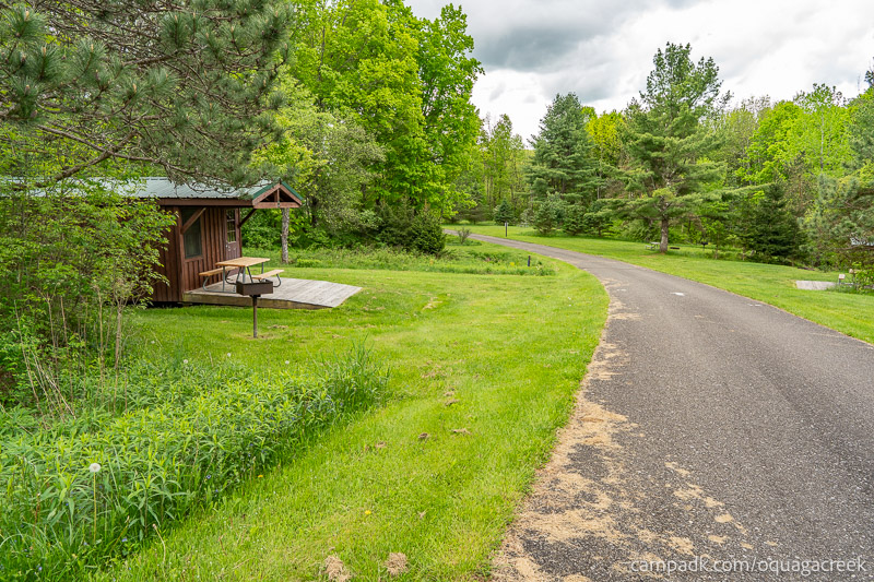 Campsite Photo of Site 13 at Oquaga Creek State Park, New York - Looking at Site from Road Sign Visible