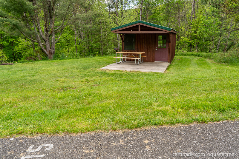 Campsite Photo of Site 15 at Oquaga Creek State Park, New York - Looking at Site from Road Sign Visible