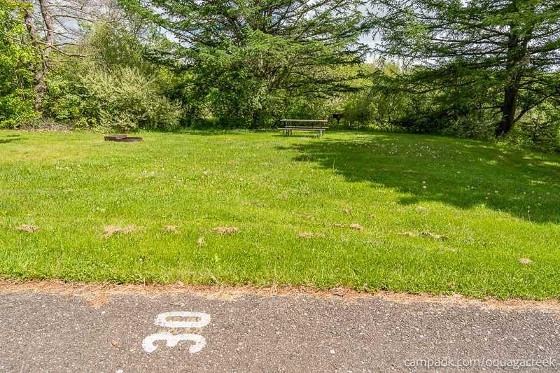 Campsite Photo of Site 30 at Oquaga Creek State Park, New York - Looking at Site from Road Sign Visible