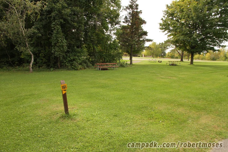 Campsite Photo of Site 165 at Robert Moses State Park, New York - Looking at Site from Road Sign Visible