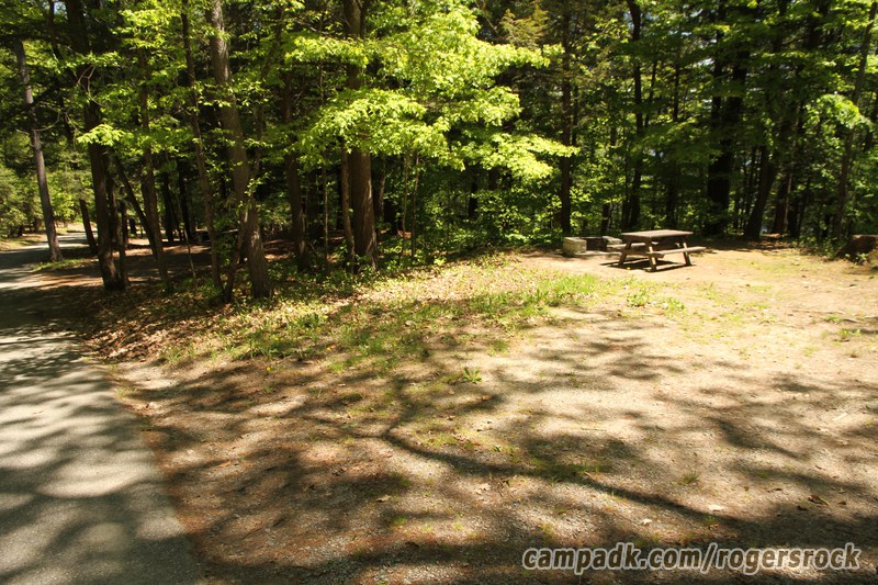 Campsite Photo of Site 15 at Rogers Rock Campground, New York - Looking at Site from Road Sign Visible