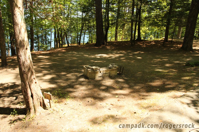 Campsite Photo of Site 70 at Rogers Rock Campground, New York - Looking at Site from Road Sign Visible