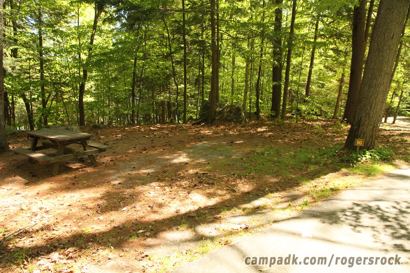 Campsite Photo of Site 90 at Rogers Rock Campground, New York - Looking at Site from Road Sign Visible