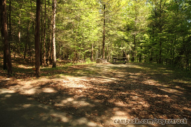 Campsite Photo of Site 182 at Rogers Rock Campground, New York - Looking at Site from Road Sign Visible