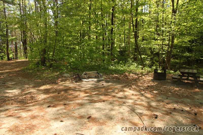 Campsite Photo of Site 172 at Rogers Rock Campground, New York - Looking at Site from Road Sign Visible