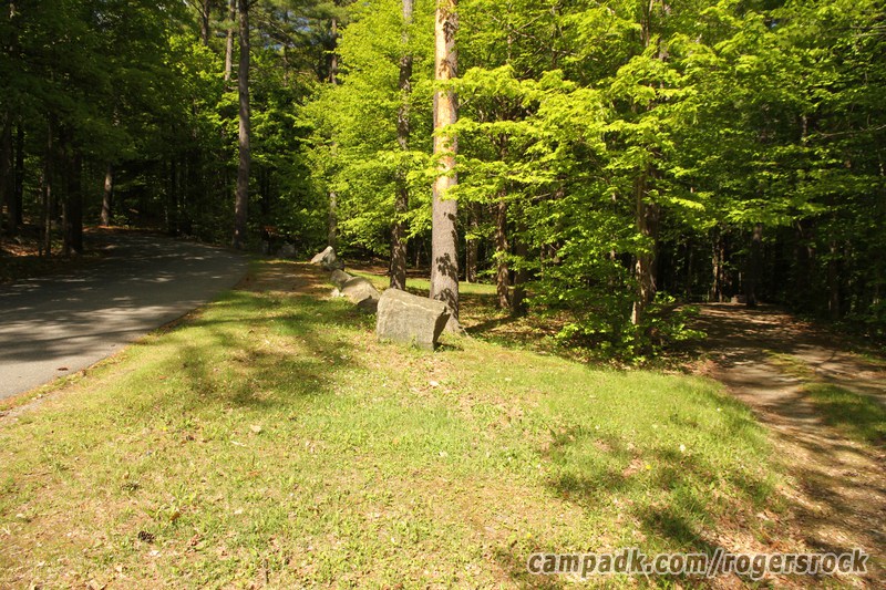 Campsite Photo of Site 138 at Rogers Rock Campground, New York - Looking at Site from Road Sign Visible