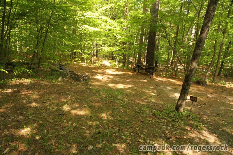 Campsite Photo of Site 285 at Rogers Rock Campground, New York - Looking at Site from Road Sign Visible