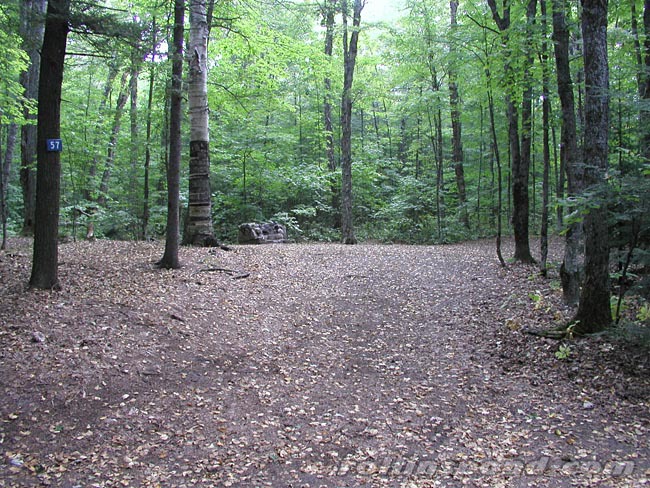 Campsite Photo of Site 57 at Rollins Pond Campground, New York - Looking at Site from Road Sign Visible