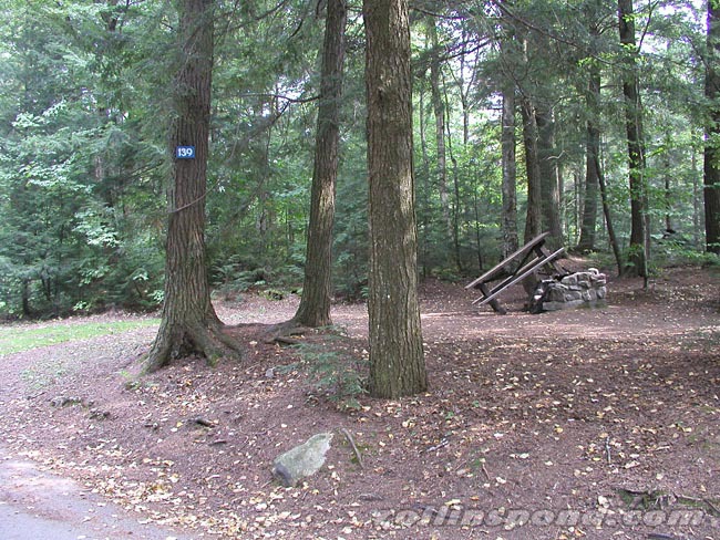 Campsite Photo of Site 139 at Rollins Pond Campground, New York - Looking at Site from Road Sign Visible
