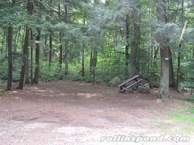 Campsite Photo of Site 149 at Rollins Pond Campground, New York - Looking at Site from Road Sign Visible