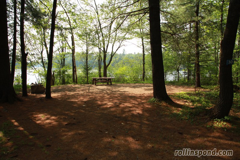 Campsite Photo of Site 30 at Rollins Pond Campground, New York - Looking at Site from Road Sign Visible
