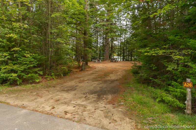 Campsite Photo of Site A26 at Rollins Pond Campground, New York - Looking at Site from Road Sign Visible