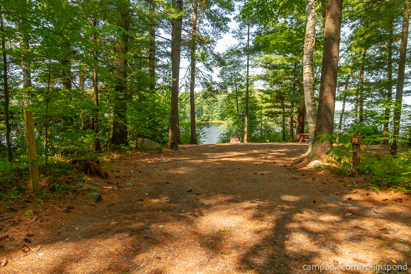 Campsite Photo of Site 36 at Rollins Pond Campground, New York - Looking at Site from Road Sign Visible