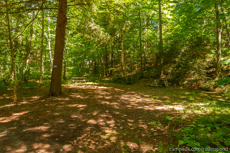 Campsite Photo of Site A32 at Rollins Pond Campground, New York - Looking at Site from Road Sign Visible