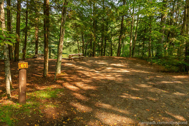 Campsite Photo of Site 61 at Rollins Pond Campground, New York - Looking at Site from Road Sign Visible