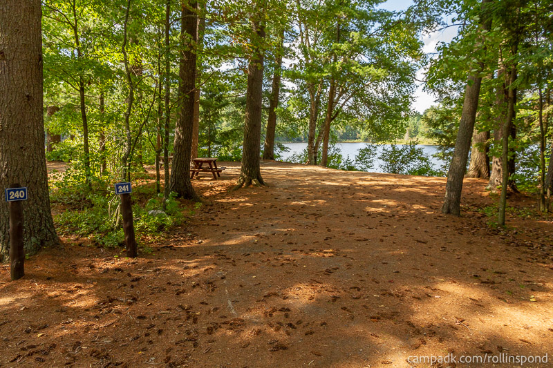 Campsite Photo of Site 241 at Rollins Pond Campground, New York - Looking at Site from Road Sign Visible