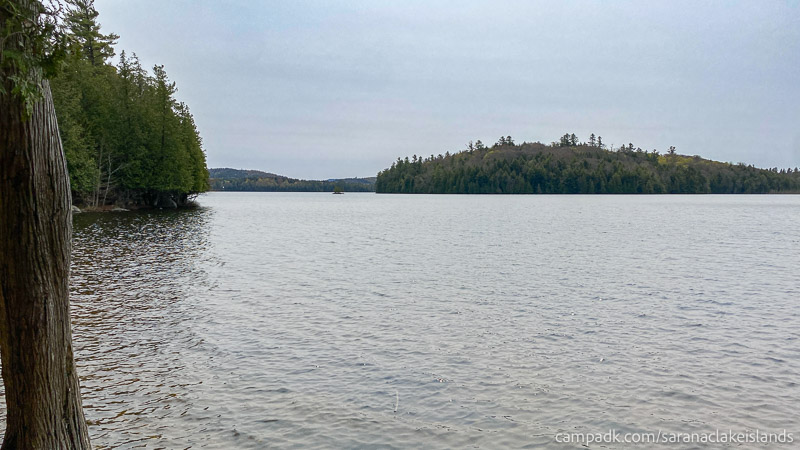 Campsite Photo of Site 80 at Saranac Lake Islands Campground, New York - View from Shoreline