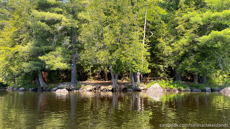 Campsite Photo of Site 50 at Saranac Lake Islands Campground, New York - View From Water on Approach