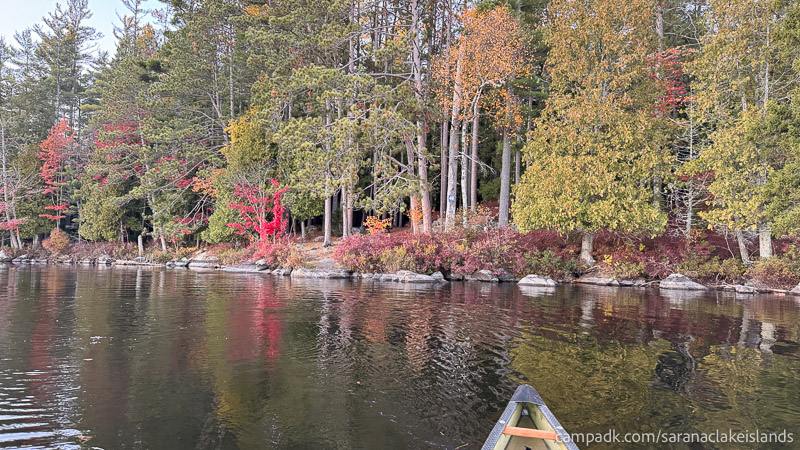 Campsite Photo of Site 46 at Saranac Lake Islands Campground, New York - View From Water on Approach