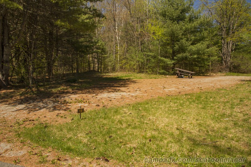 Campsite Photo of Site 15 at Scaroon Manor Campground, New York - Looking at Site from Road Sign Visible