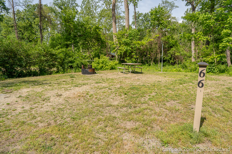 Campsite Photo of Site 66 at Schodack Island State Park, New York - Looking at Site from Road Sign Visible