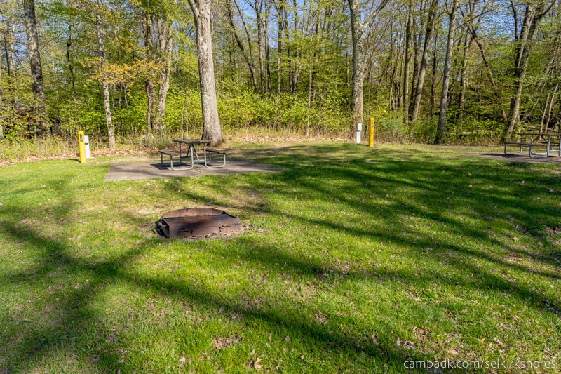 Campsite Photo of Site 105 at Selkirk Shores State Park, New York - Looking at Site from Road Sign Visible