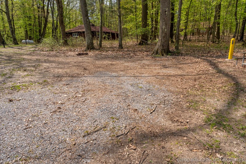 Campsite Photo of Site 54 at Selkirk Shores State Park, New York - Looking at Site from Road Sign Visible