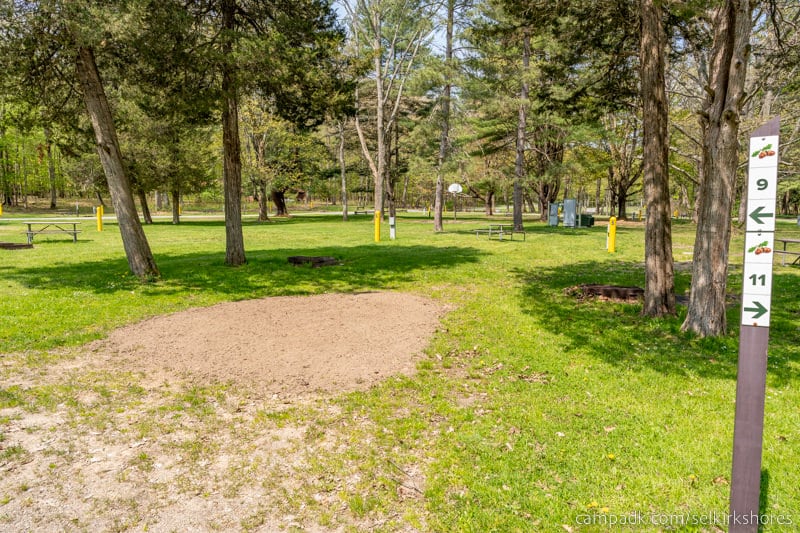 Campsite Photo of Site 9 at Selkirk Shores State Park, New York - Looking at Site from Road Sign Visible
