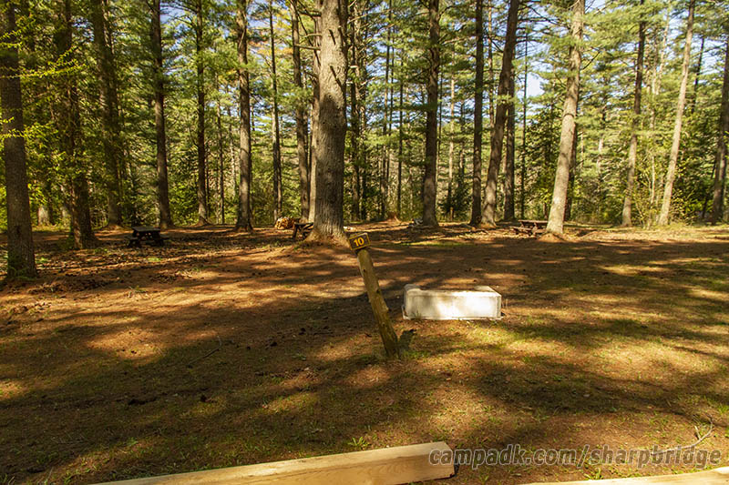 Campsite Photo of Site 10 at Sharp Bridge Campground, New York - Looking at Site from Road Sign Visible