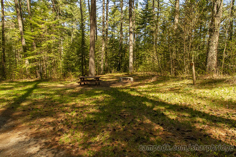 Campsite Photo of Site 40 at Sharp Bridge Campground, New York - Looking at Site from Road Sign Visible