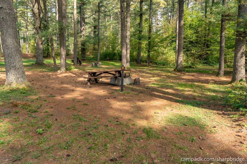 Campsite Photo of Site 9 at Sharp Bridge Campground, New York - Looking at Site from Road Sign Visible