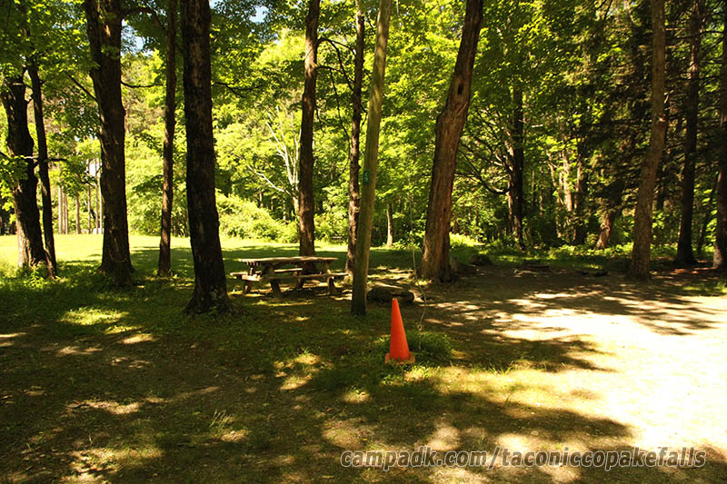 Campsite Photo of Site 75 at Taconic Copake Falls State Park, New York - Looking at Site from Road Sign Visible