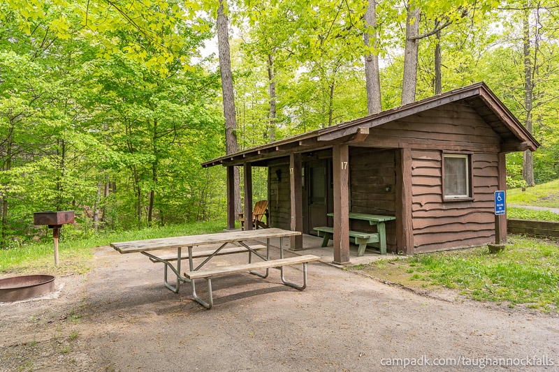 Campsite Photo of Site 17 at Taughannock Falls State Park, New York - Looking at Site from Road Sign Visible