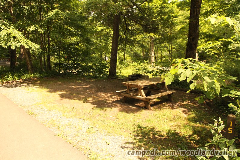 Campsite Photo of Site 15 at Woodland Valley Campground, New York - Looking at Site from Road Sign Visible