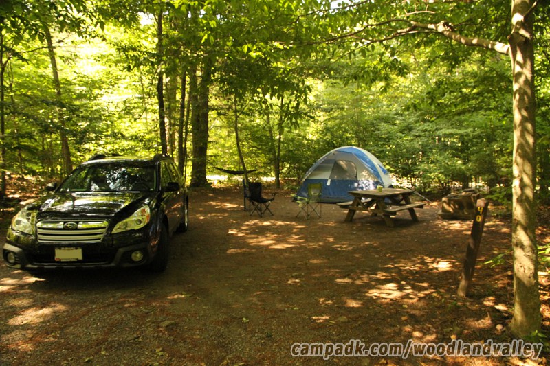 Campsite Photo of Site 40 at Woodland Valley Campground, New York - Looking at Site from Road Sign Visible